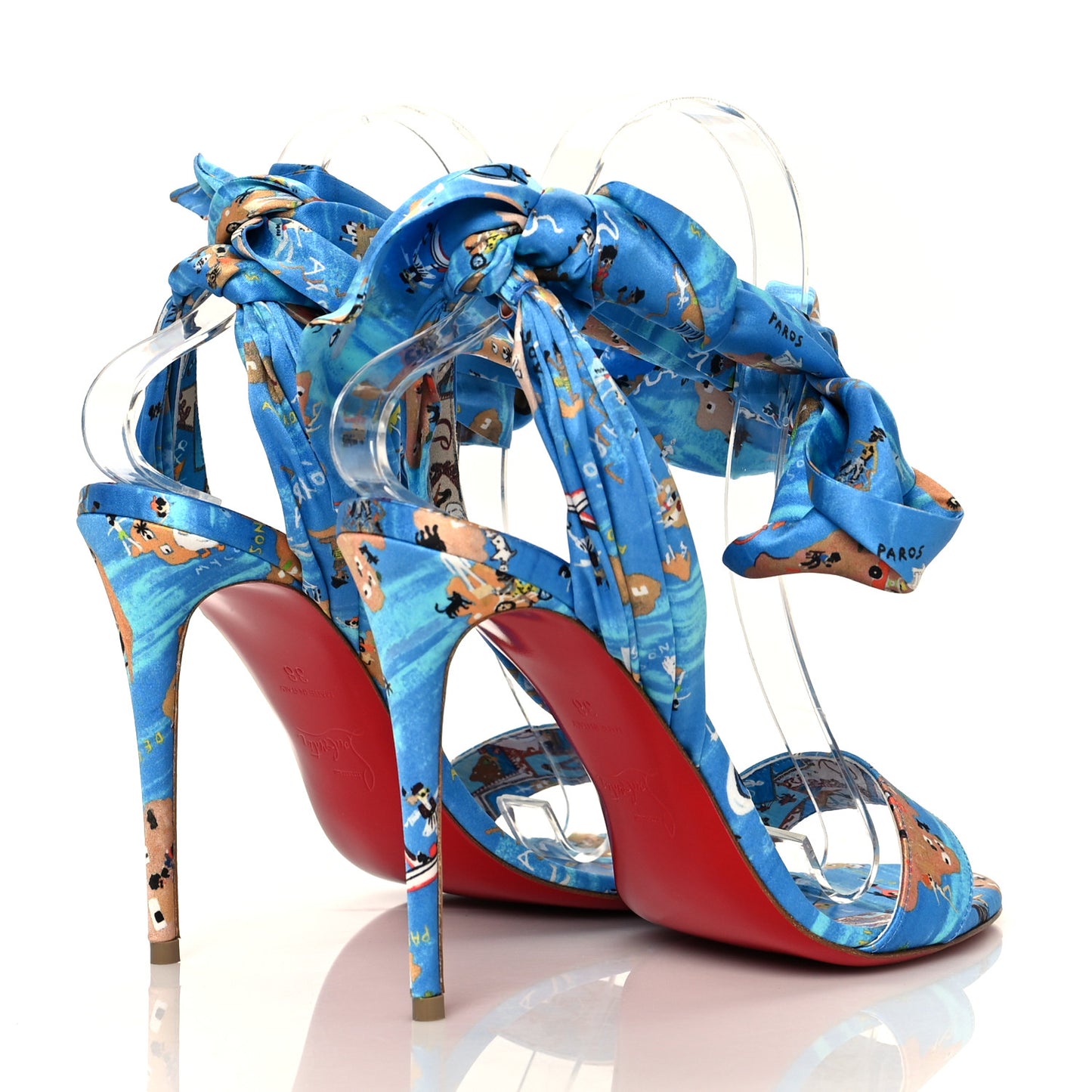 Crepe Satin Greekaba Du Desert 100 Sandal 38 Blue Multicolor
