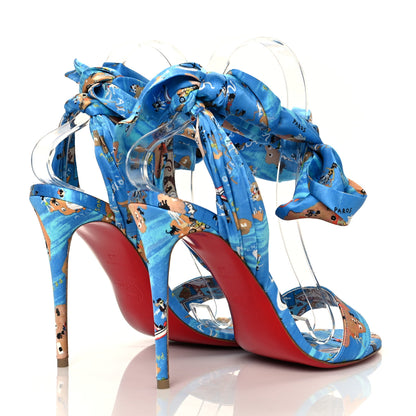 Christian Louboutin Crepe Satin Greekaba Du Desert 100 Sandal 38 Blue Multicolor 4 of 7