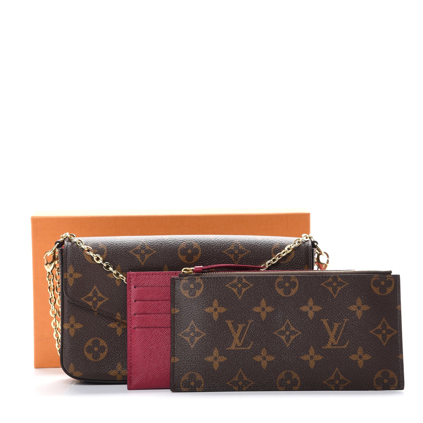 Monogram Pochette Felicie Chain Wallet Fuchsia
