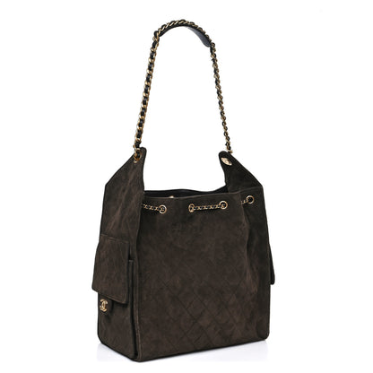 Chanel Suede Quilted Medium Chanel 25 Handbag Dark Brown 4 of 11
