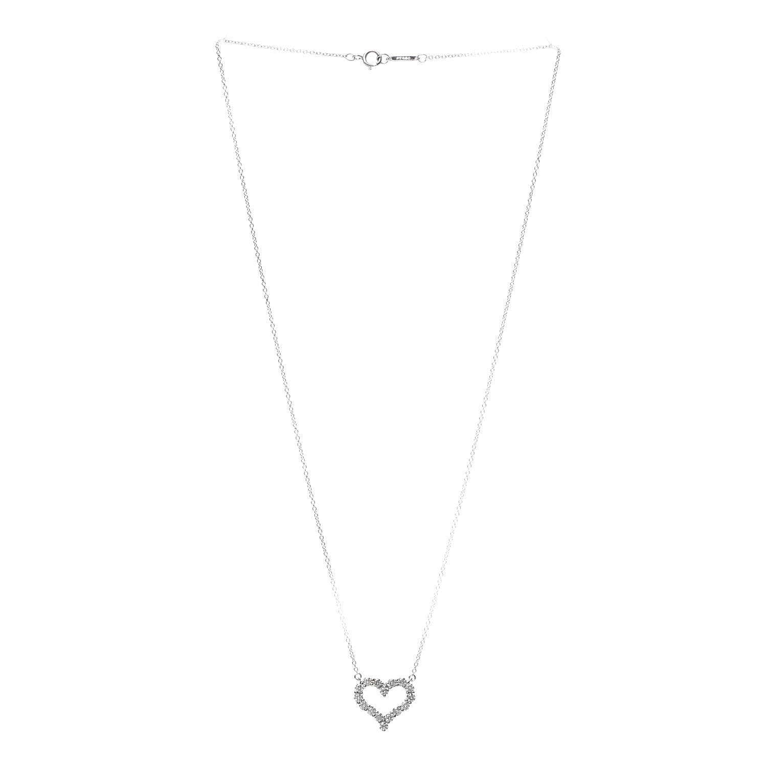 Tiffany Platinum Diamond Small Heart Pendant Necklace 3 of 5