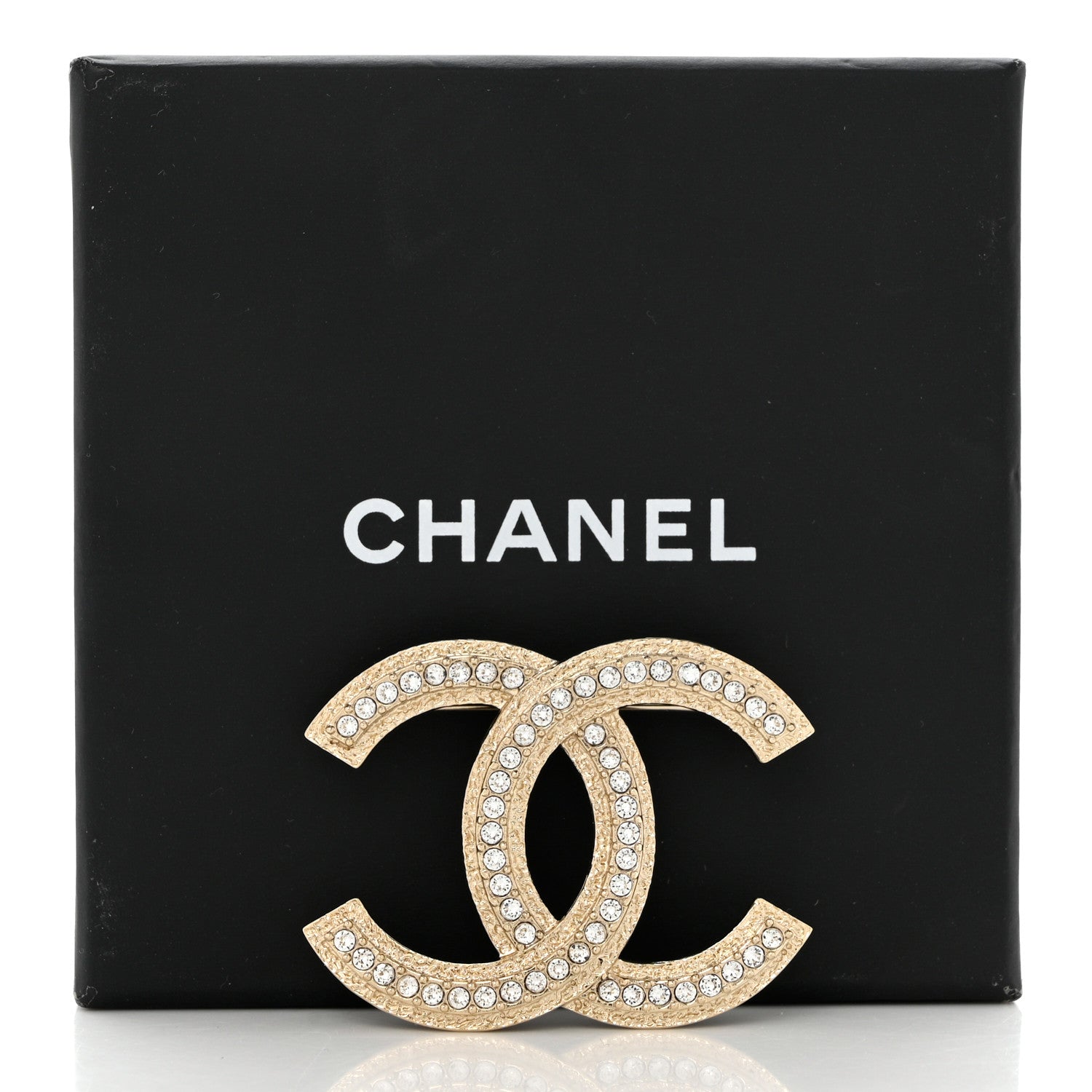 Chanel Crystal CC Brooch Light Gold 5 of 5