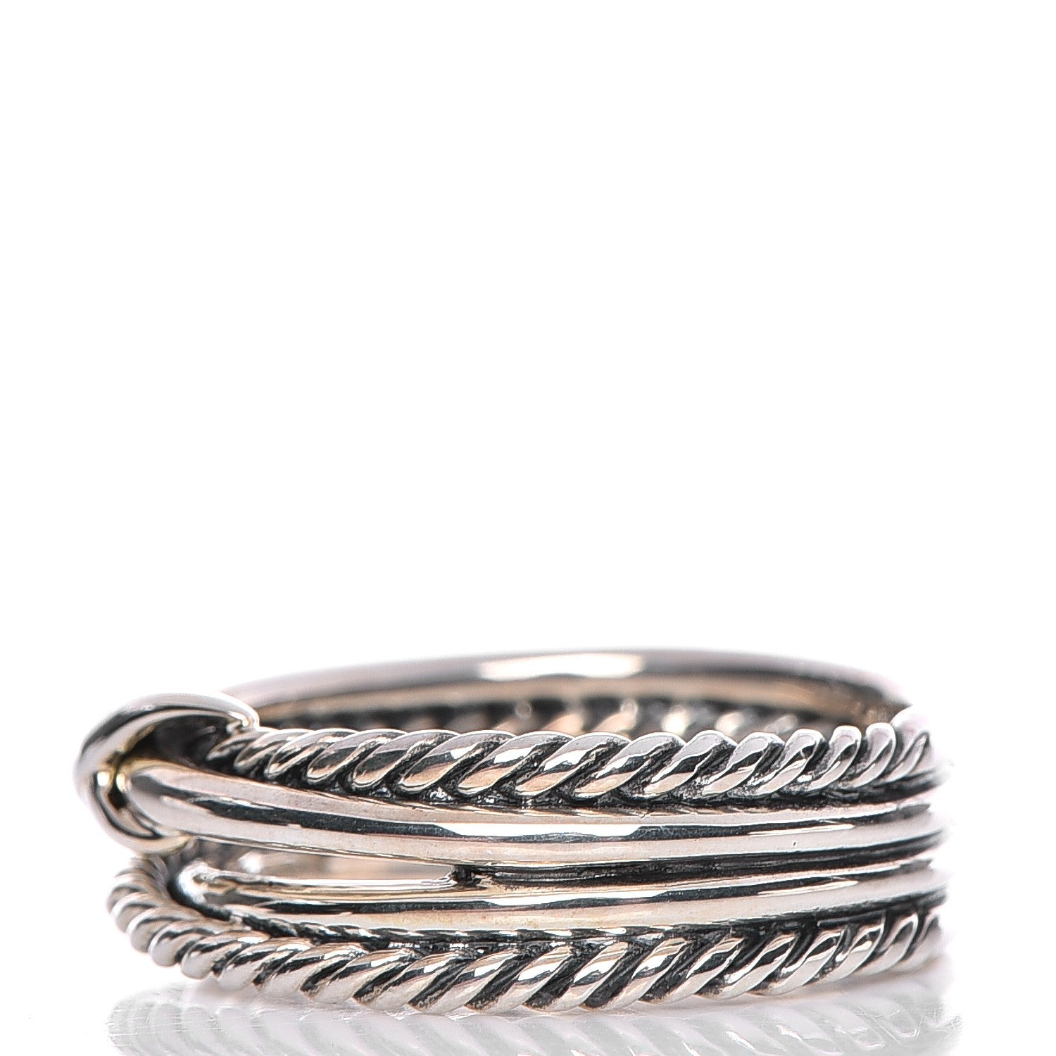 David Yurman Sterling Silver 18K White Gold 6mm X Crossover Ring 6 4 of 7