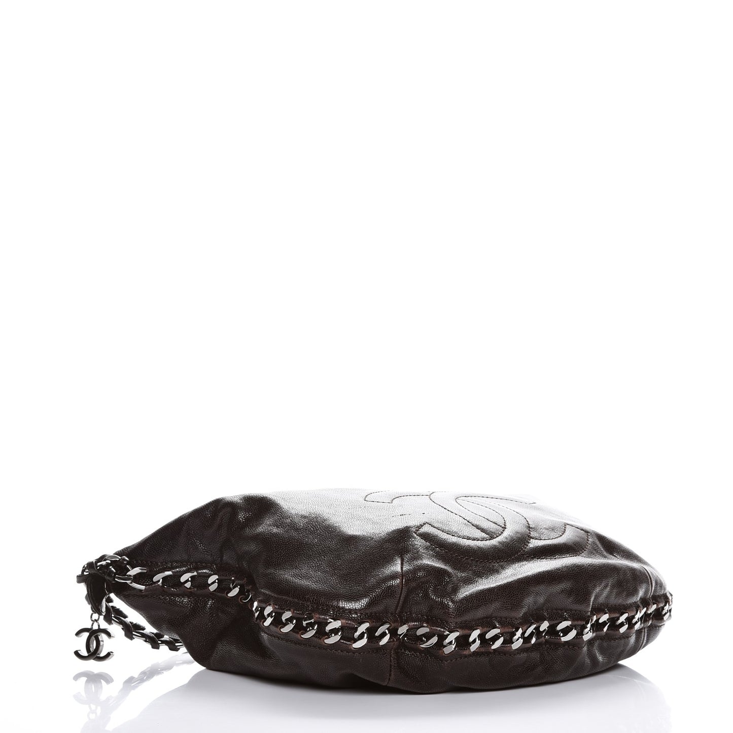 Glazed Caviar Modern Chain Hobo Brown