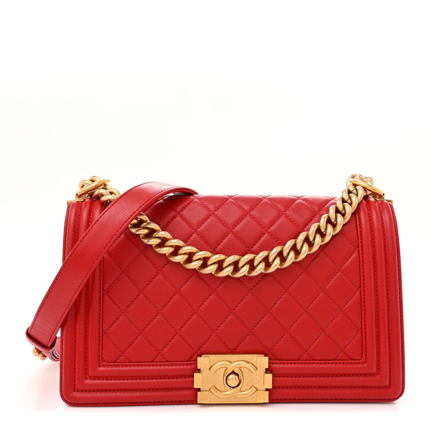 Chanel Lambskin Quilted Medium Boy Flap Red 1 of 12