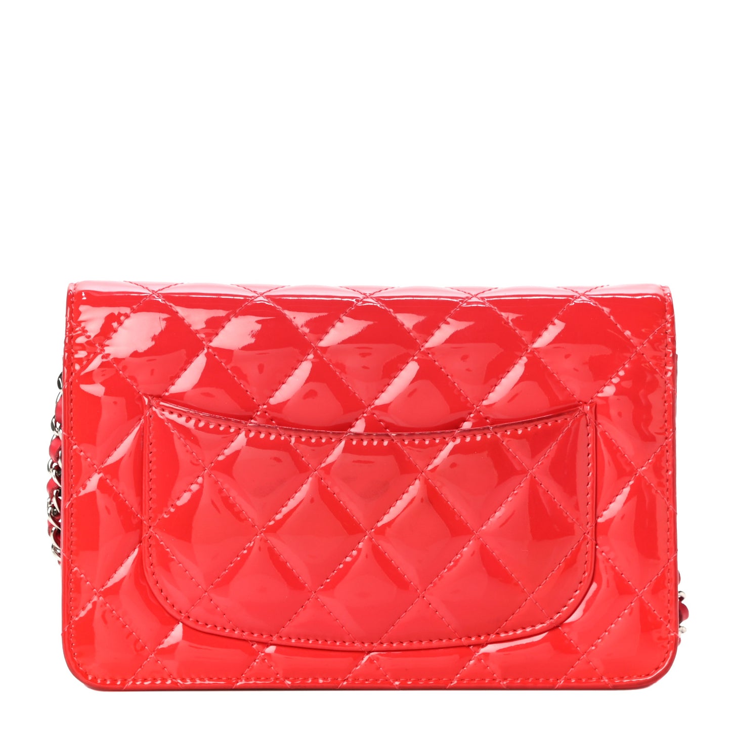 Patent Quilted Wallet On Chain WOC Red