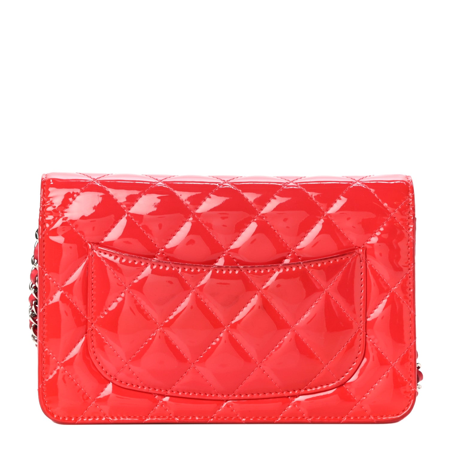 Chanel Patent Quilted Wallet On Chain WOC Red 12 of 17