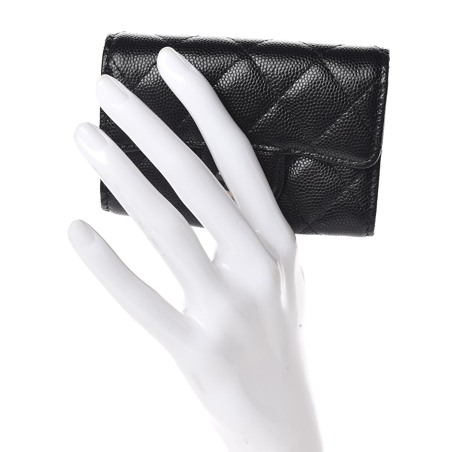 Chanel Caviar Quilted Classic 4 Key Holder Wallet Black 2 of 9