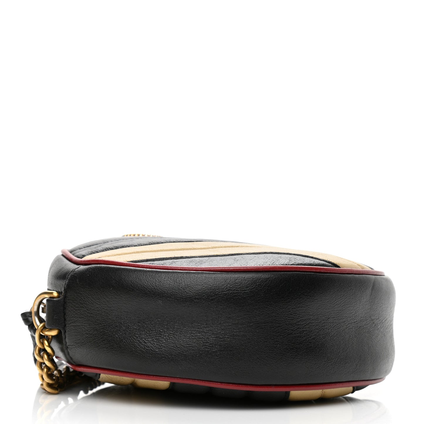 Azalea Calfskin Matelasse Diagonal Patchwork Mini Torchon GG Marmont Round Shoulder Bag Black Beige Romantic Cerise