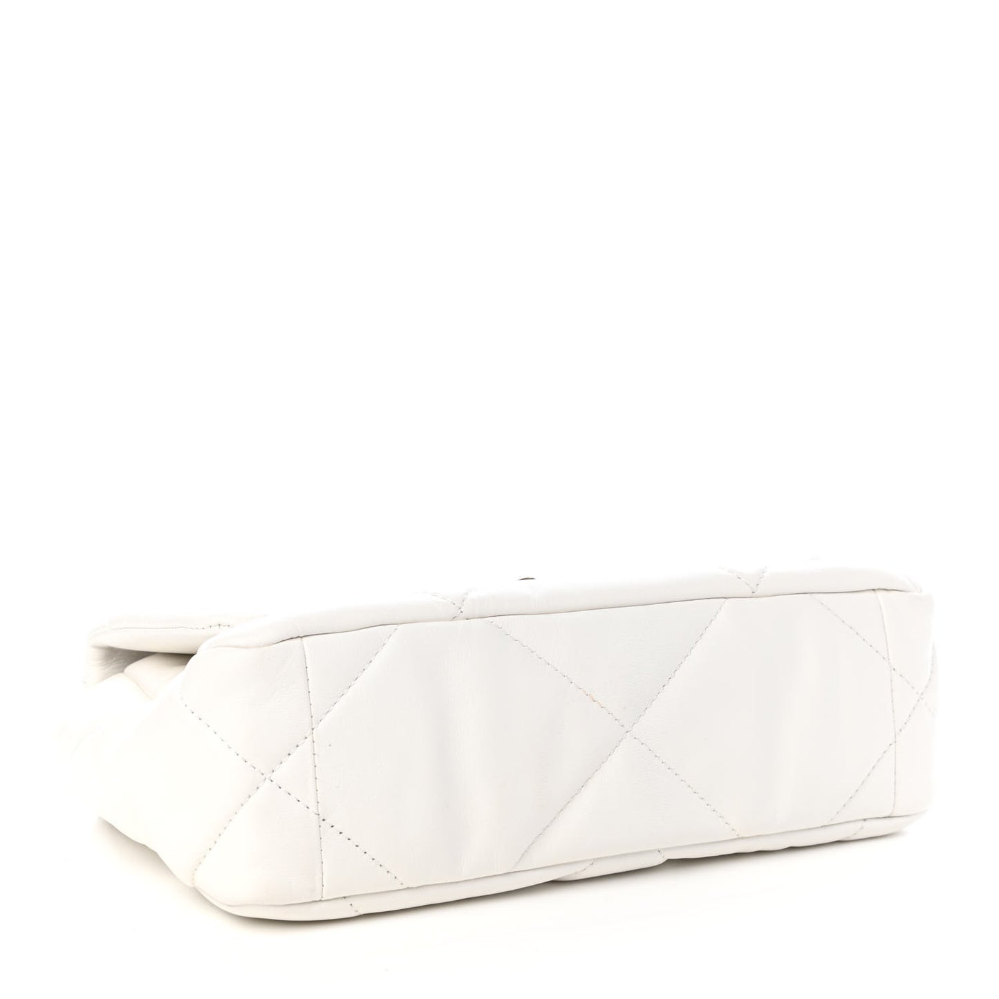 Shiny Goatskin Quilted Medium Chanel 19 Flap White