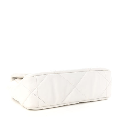 Chanel Shiny Goatskin Quilted Medium Chanel 19 Flap White 4 of 11