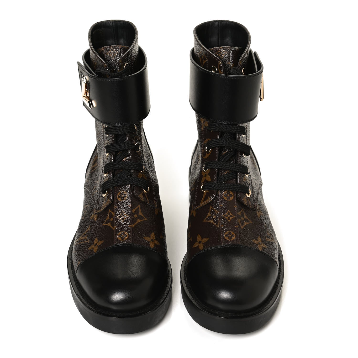 Louis Vuitton Calfskin Monogram Wonderland Flat Ranger Boots 39.5 Black 5 of 10