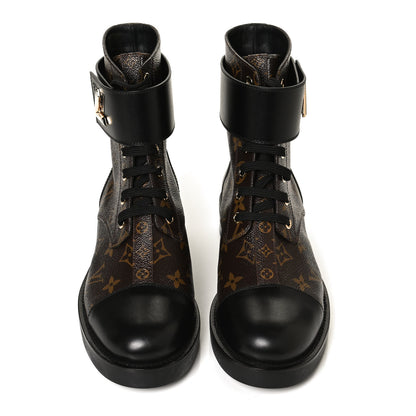Louis Vuitton Calfskin Monogram Wonderland Flat Ranger Boots 39.5 Black 5 of 10