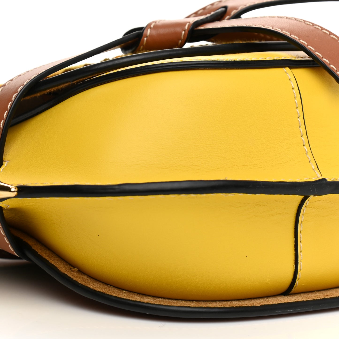 Calfskin Embroidered Floral Mini Gate Crossbody Bag Yellow