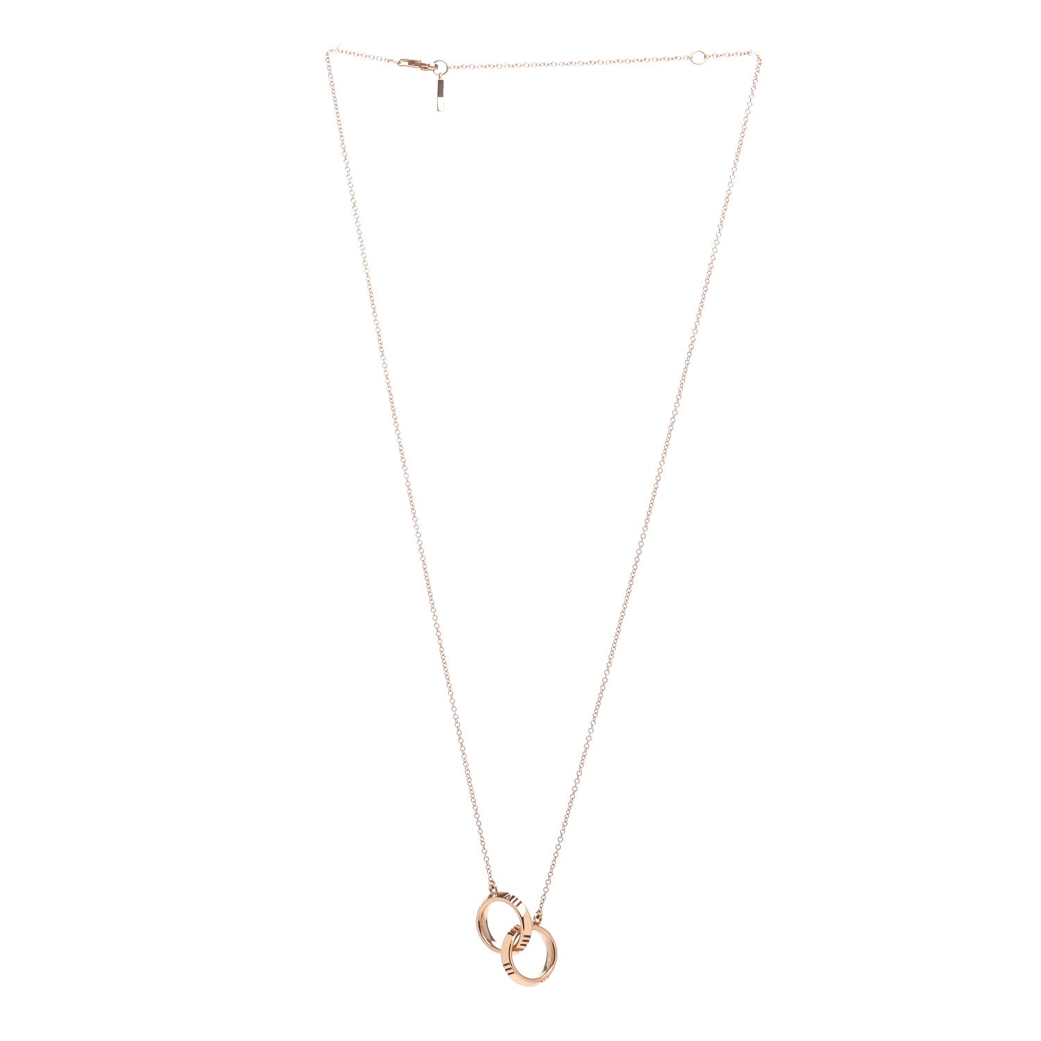 Tiffany 18K Rose Gold Interlocking Atlas Open Pendant Necklace 3 of 5