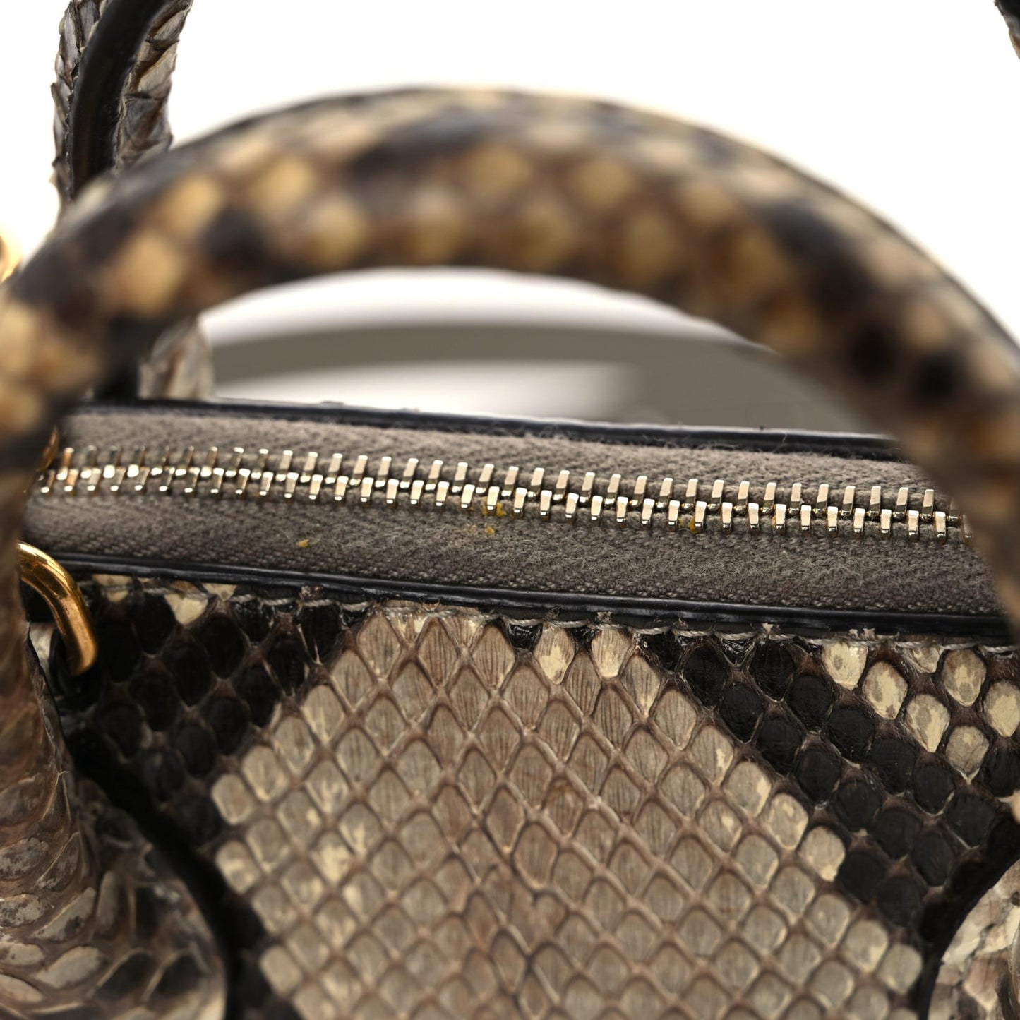Python Logo XXS Ville Top Handle Bag Black Beige