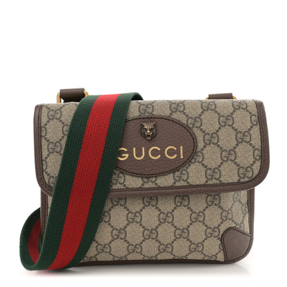 Gucci GG Supreme Monogram Web Small Neo Vintage Double Flap Messenger Bag Beige New Acero 1 of 10