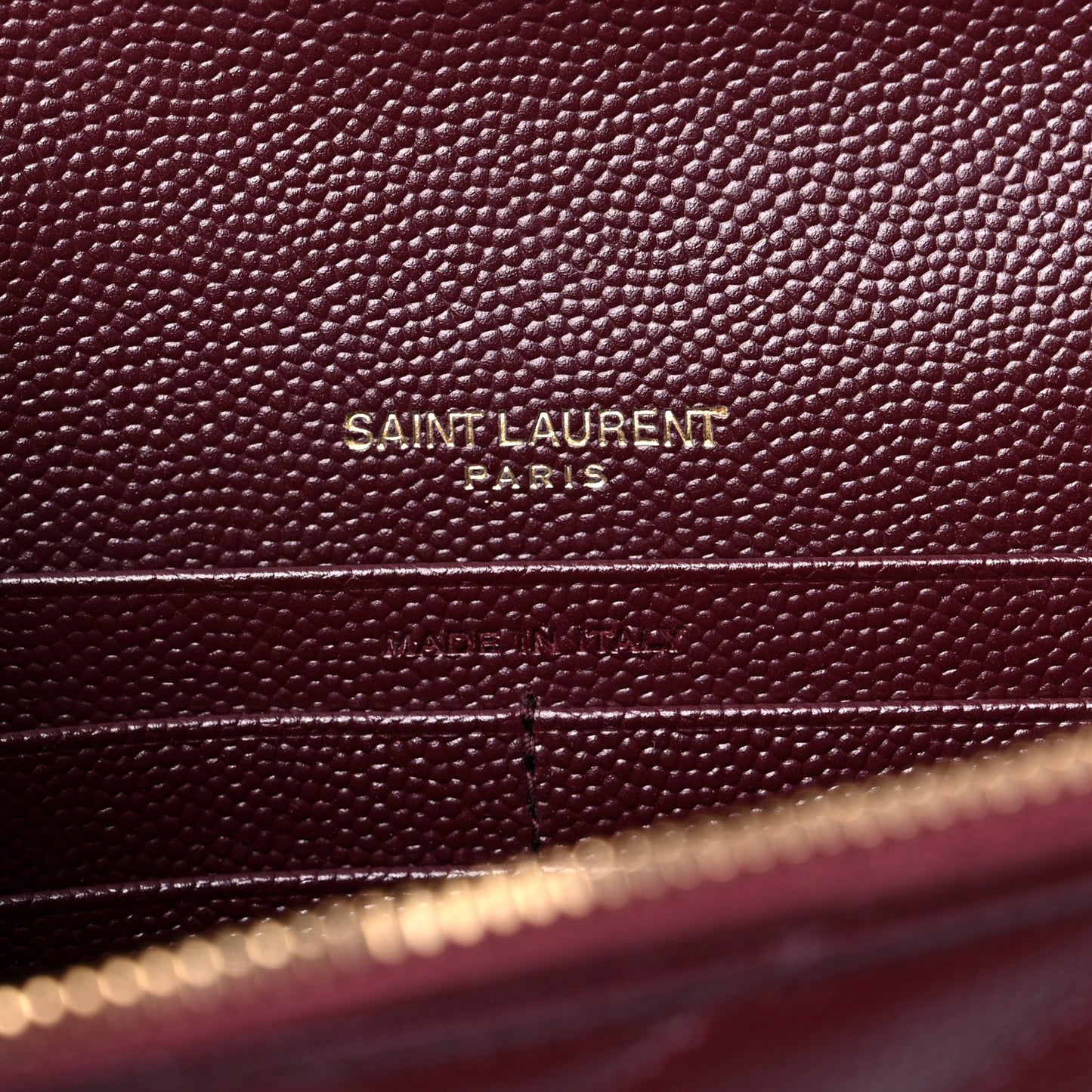 Grain De Poudre Matelasse Chevron Monogram Envelope Chain Wallet Rouge Legion