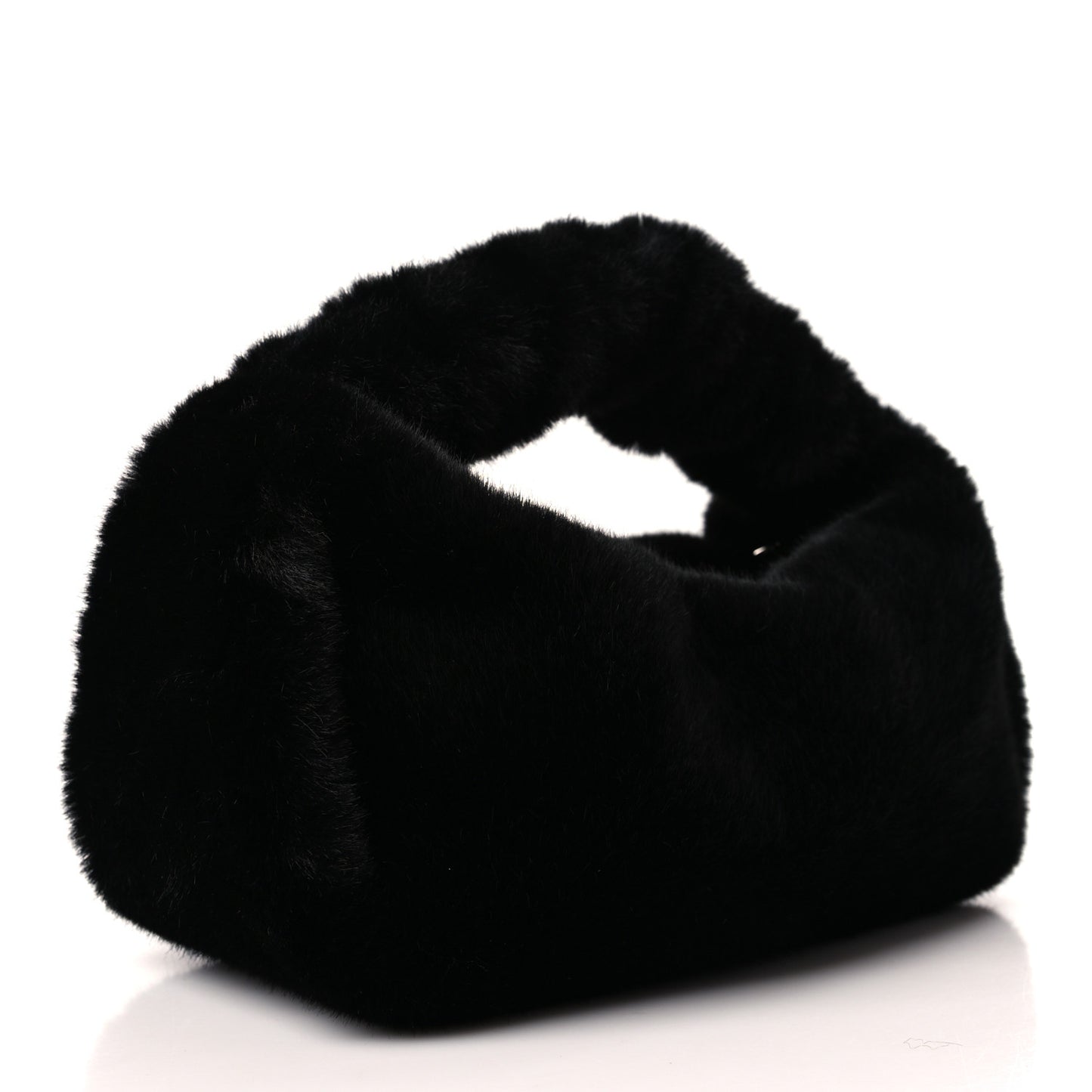 Faux Fur Small Scrunchie Bag Black
