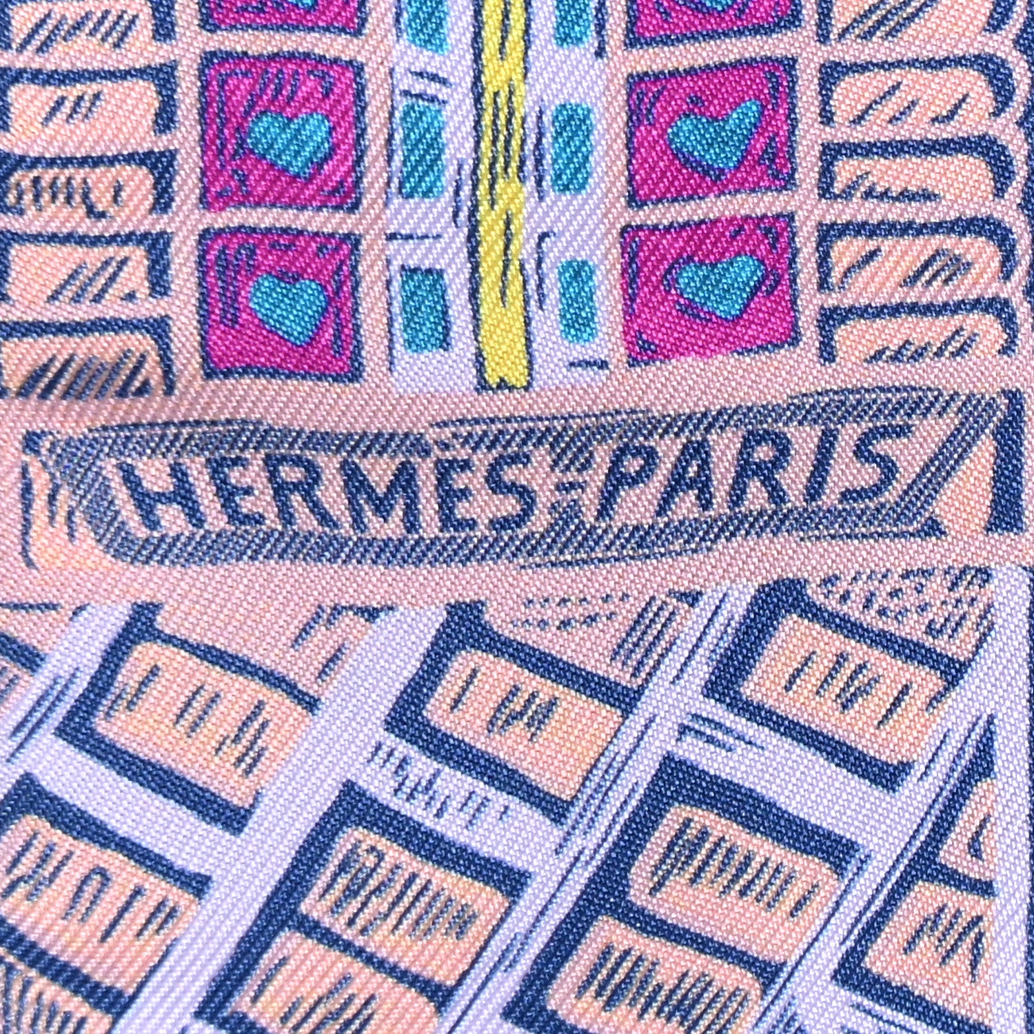 Hermes Silk Super Silk Quest Twilly Bleu Cobalt Rose Jaune 2 of 8
