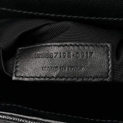 Saint Laurent Grain De Poudre Matelasse Chevron Large Monogram Satchel Black 7 of 14