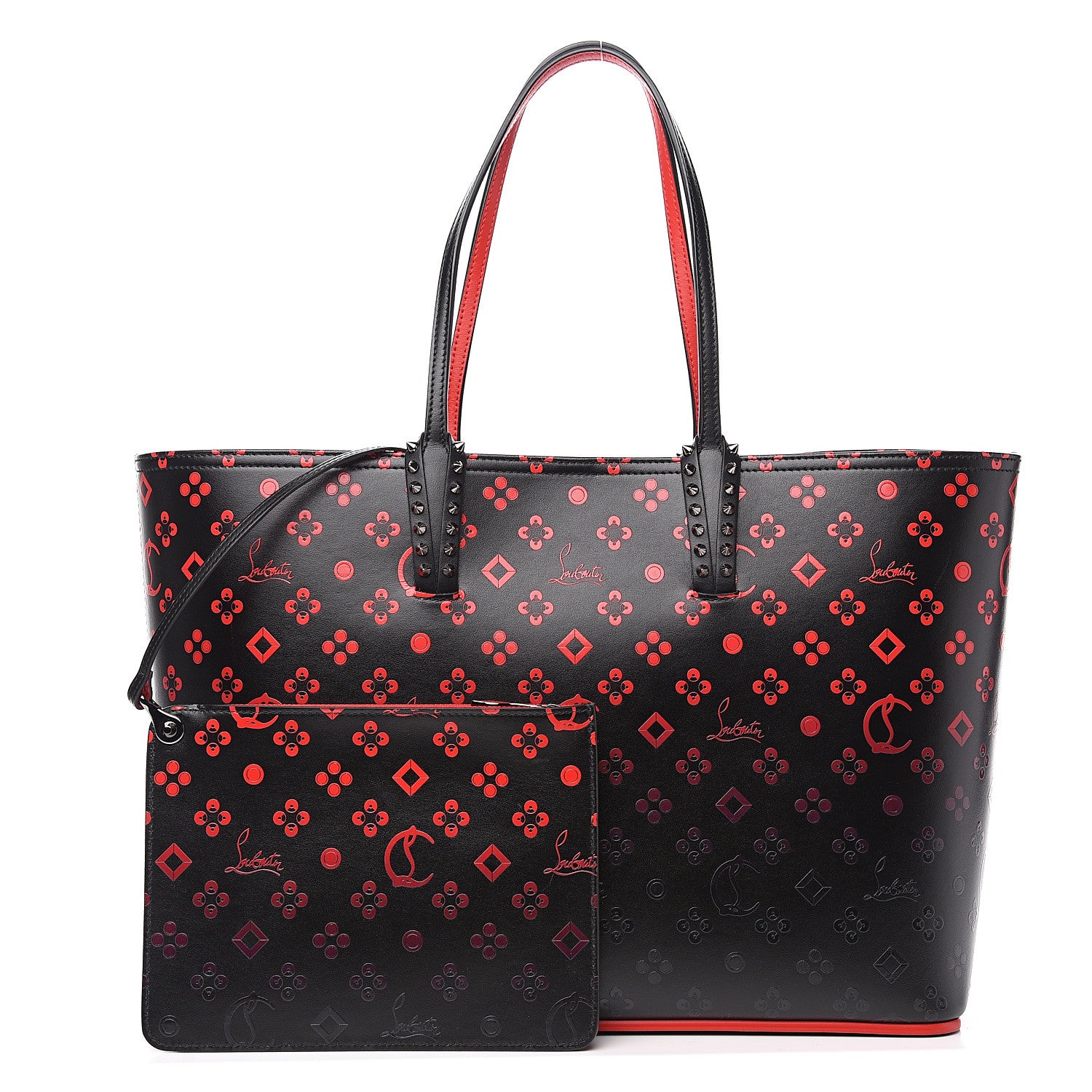 Christian Louboutin Perforated Calfskin Degrade Loubinthesky East West Cabata Tote Black Red 1 of 9
