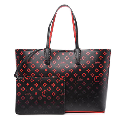 Christian Louboutin Perforated Calfskin Degrade Loubinthesky East West Cabata Tote Black Red 1 of 9