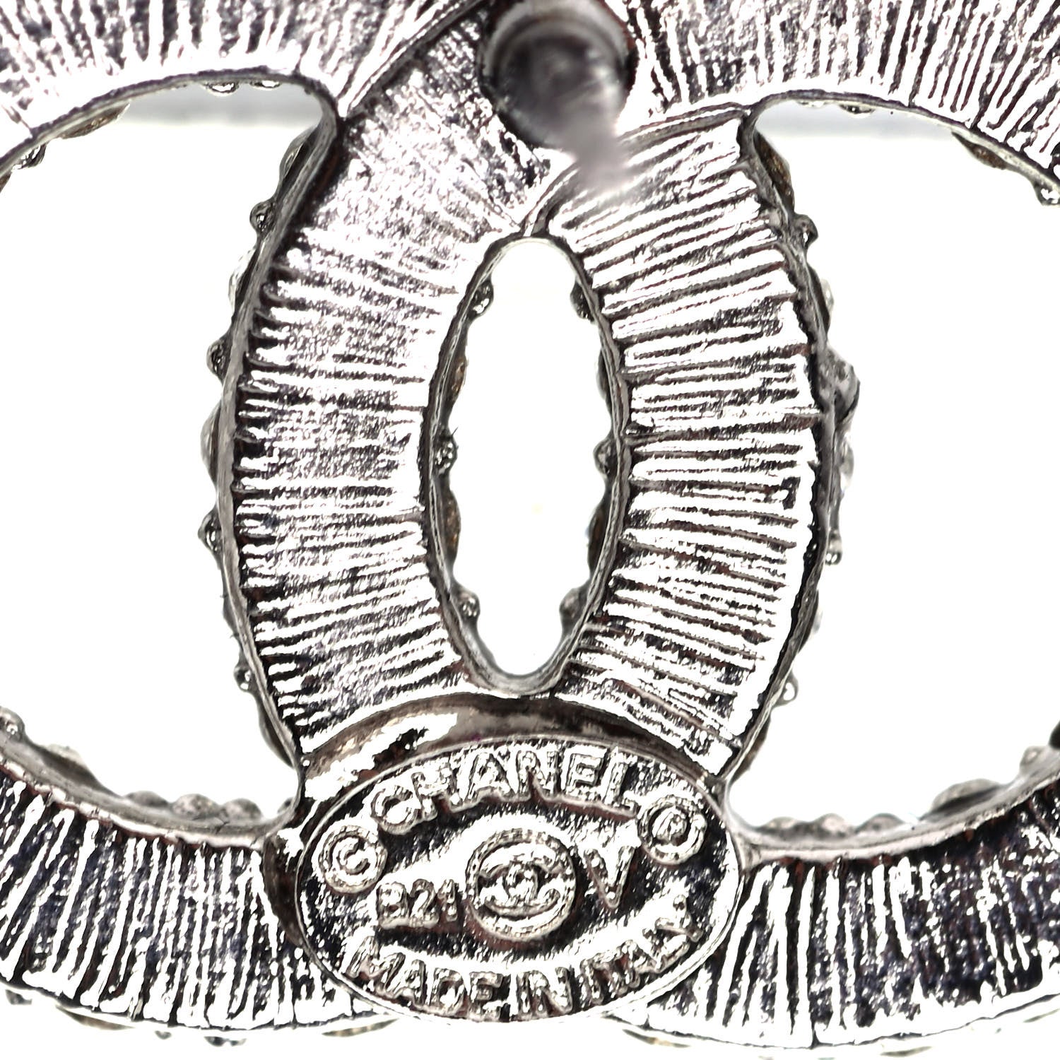 Chanel Crystal CC Earrings Silver 4 of 4