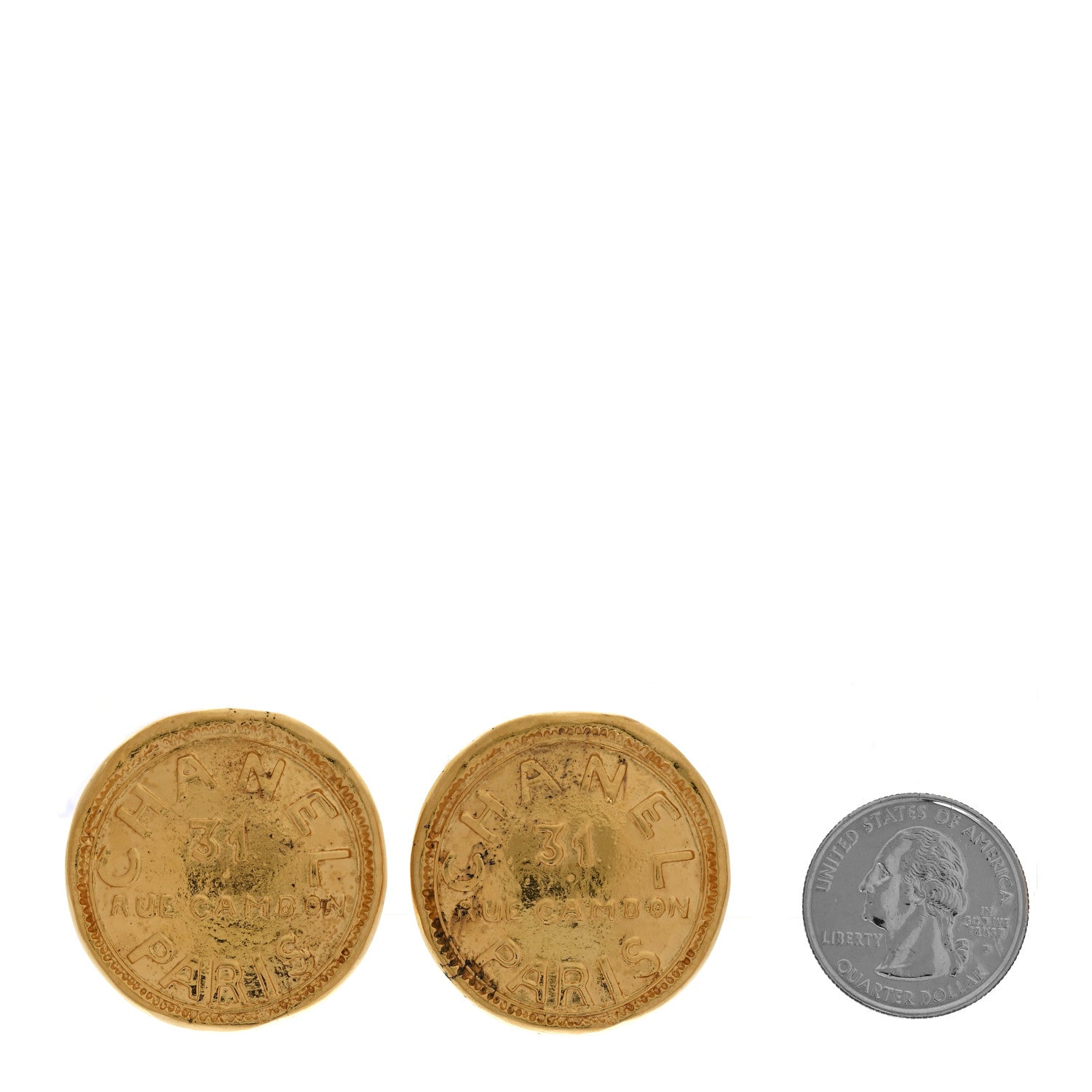 Chanel Metal CC Round Clip On Earrings Gold 2 of 5