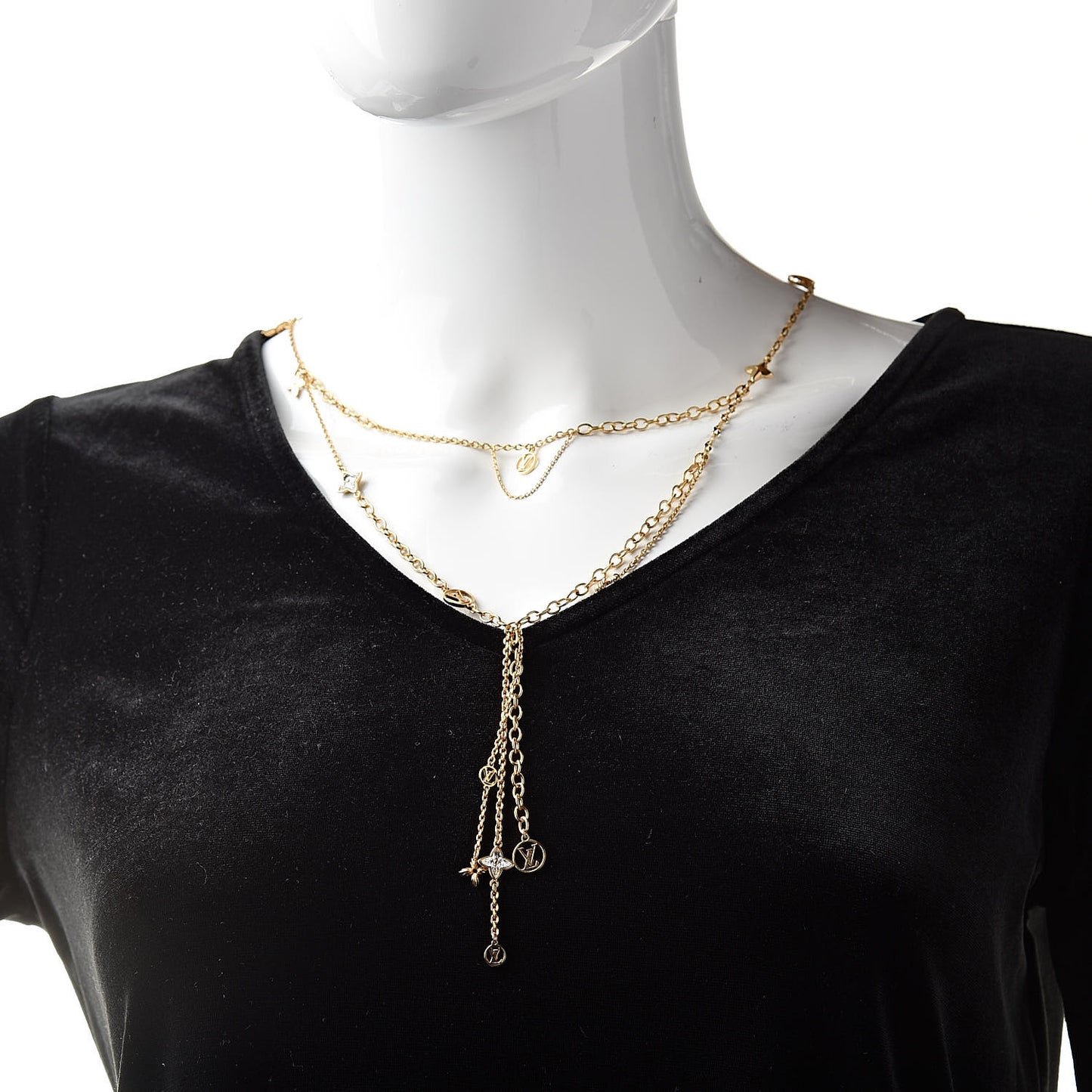 Strass Blooming Sautoir Layered Necklace Gold
