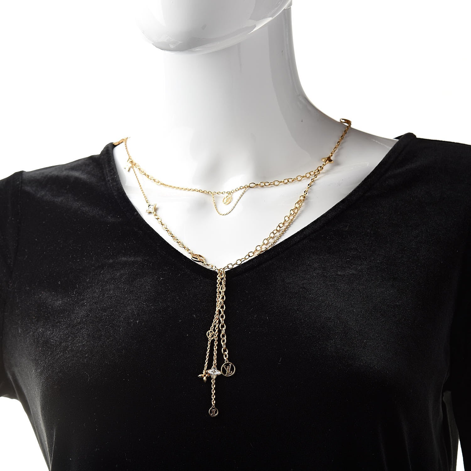Louis Vuitton Strass Blooming Sautoir Layered Necklace Gold 2 of 5