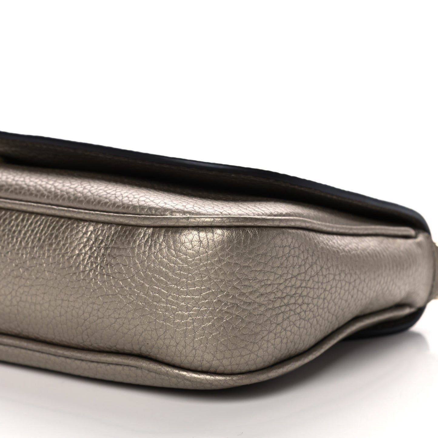 Metallic Pebbled Calfskin Medium Soho Flap Crossbody Golden Beige