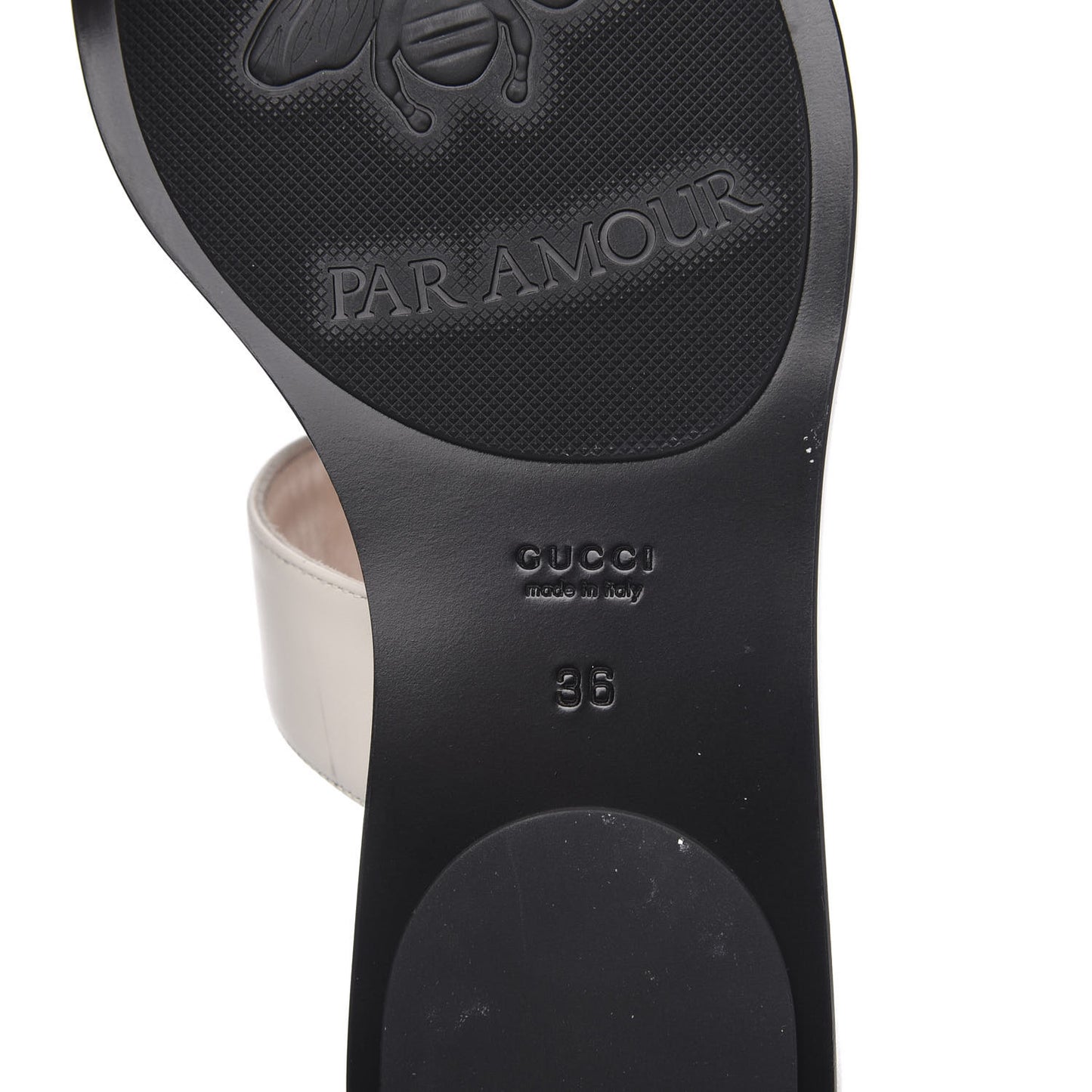 Calfskin GG Marmont Thong Sandals 36 Mystic White