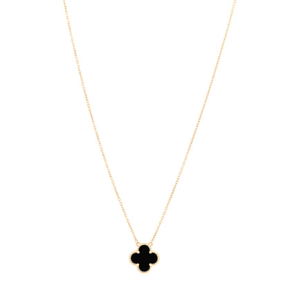 Van Cleef & Arpels 18K Yellow Gold Black Onyx Vintage Alhambra Pendant Necklace 1 of 5
