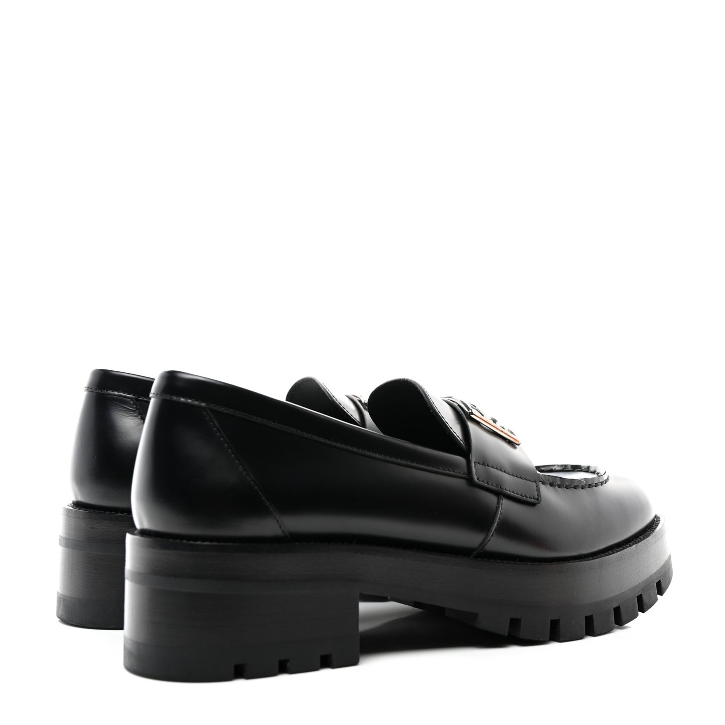 Calfskin Metal CC Loafers 40 Black