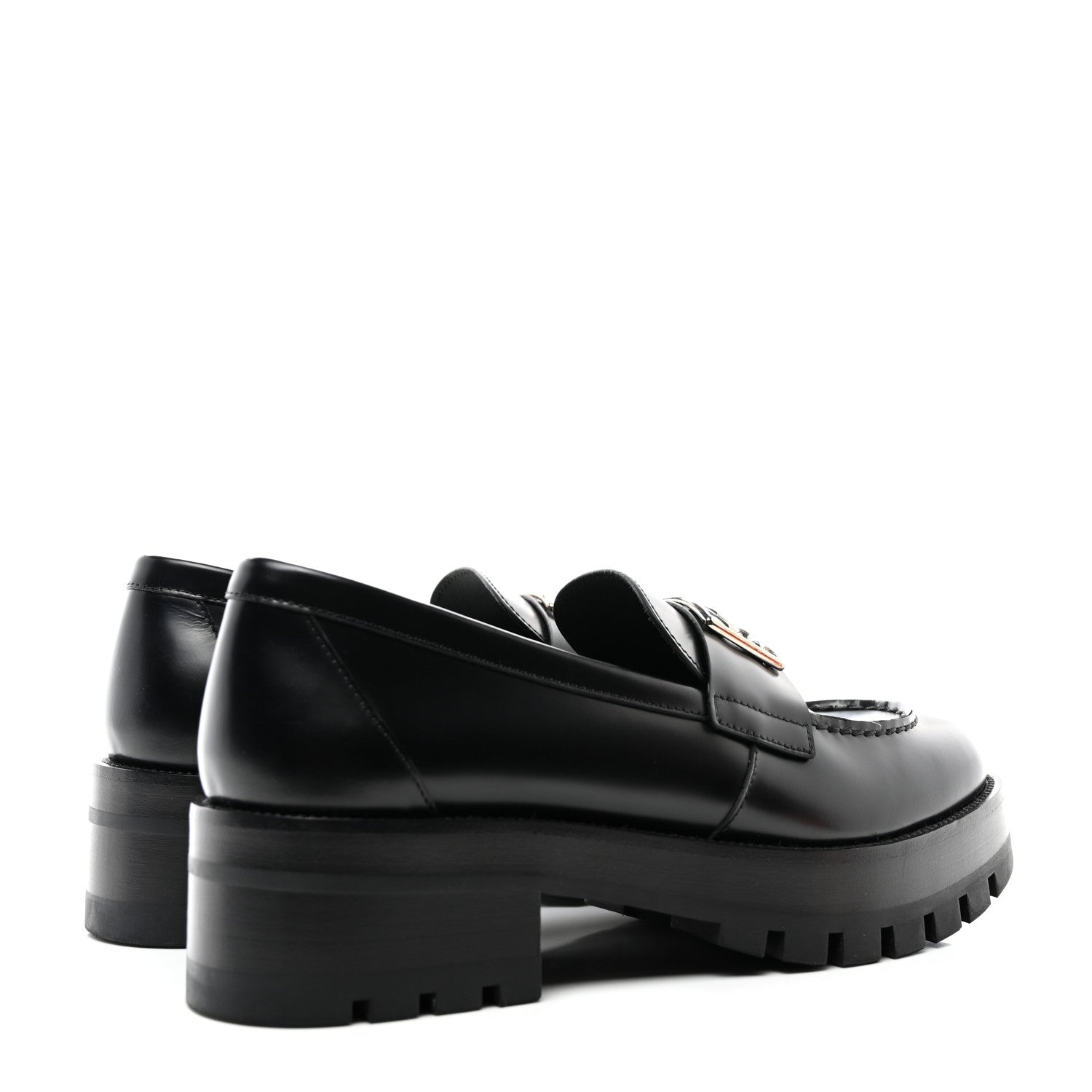Chanel Calfskin Metal CC Loafers 40 Black 4 of 9
