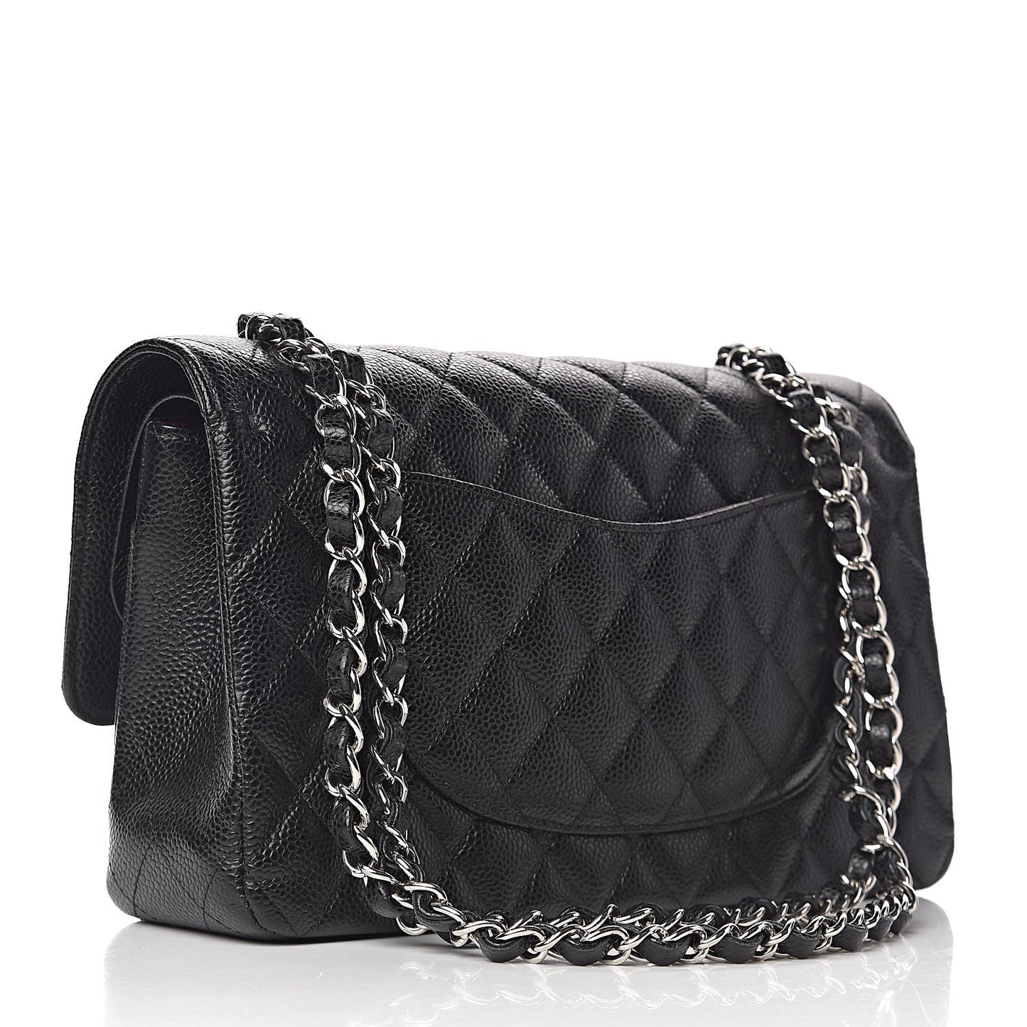 Caviar Quilted Medium Double Flap Black
