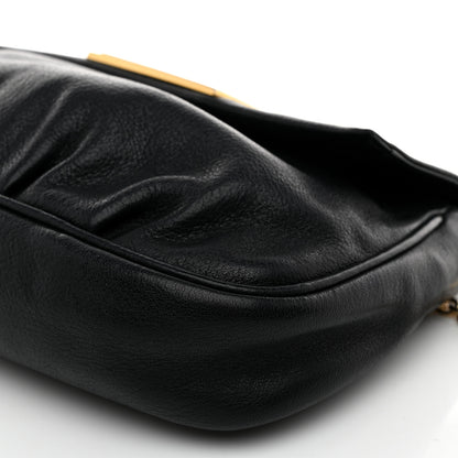 Fendi Vitello Flamingo Fendista Pouchette Crossbody Black 10 of 10