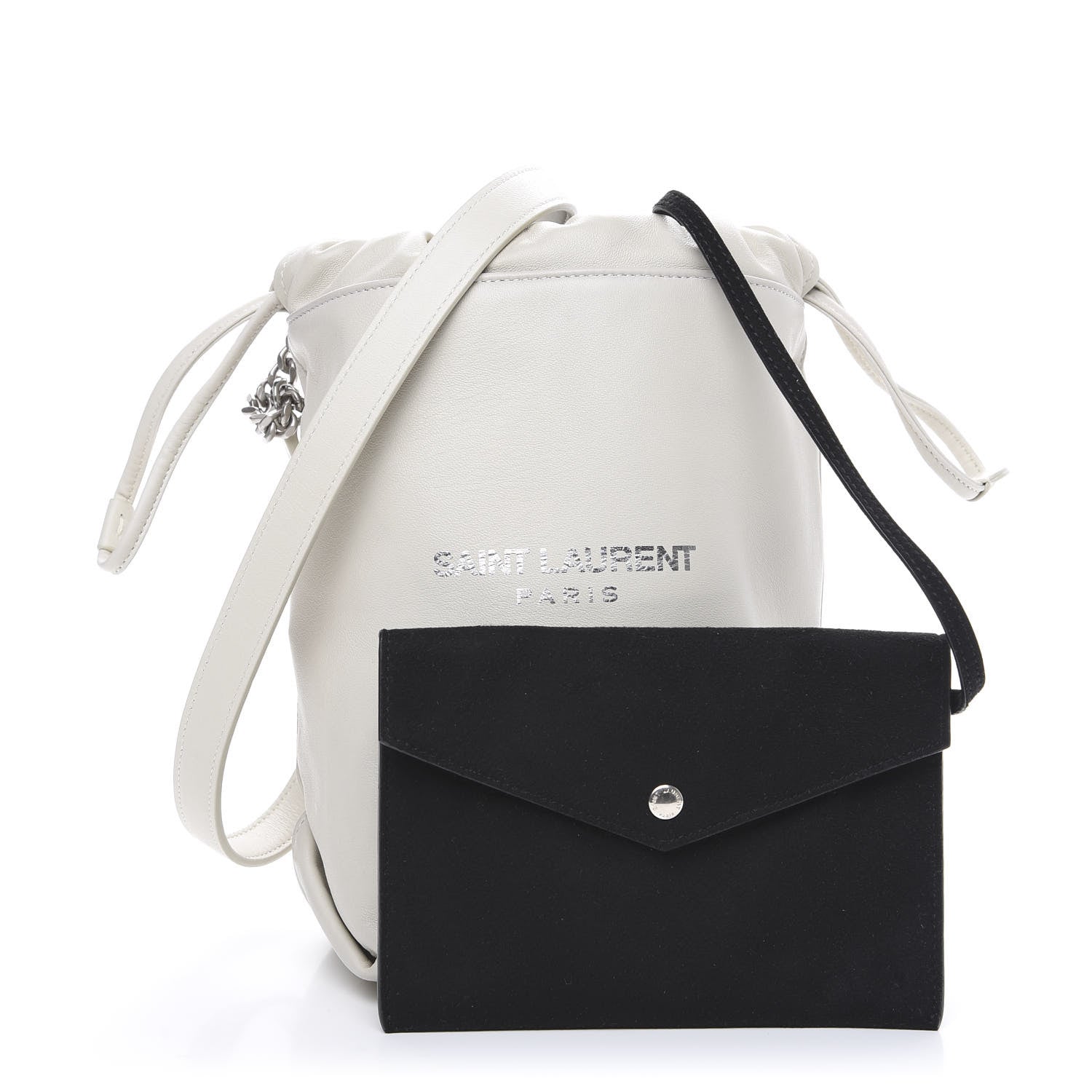 Saint Laurent Lambskin Small Teddy Bucket Bag White 1 of 7