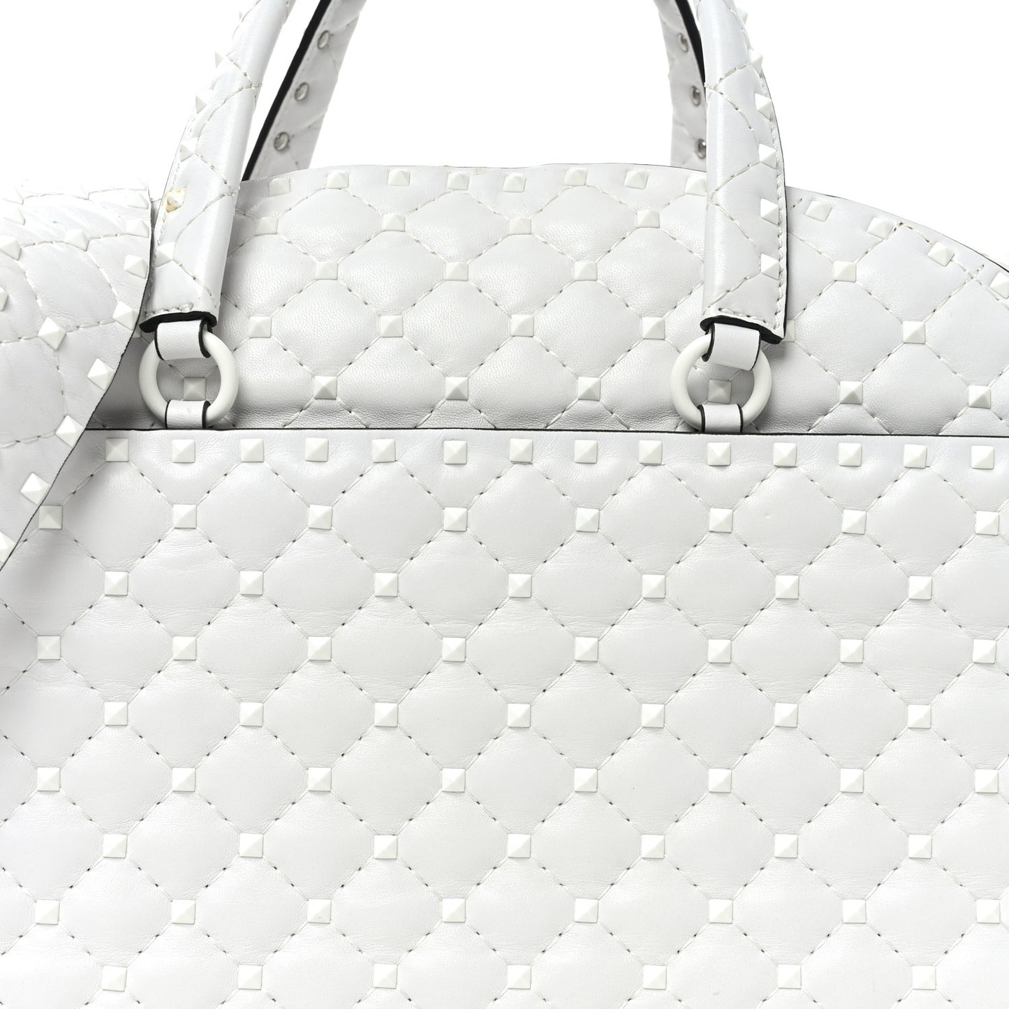 Lambskin Free Rockstud Spike Bowling Bag White