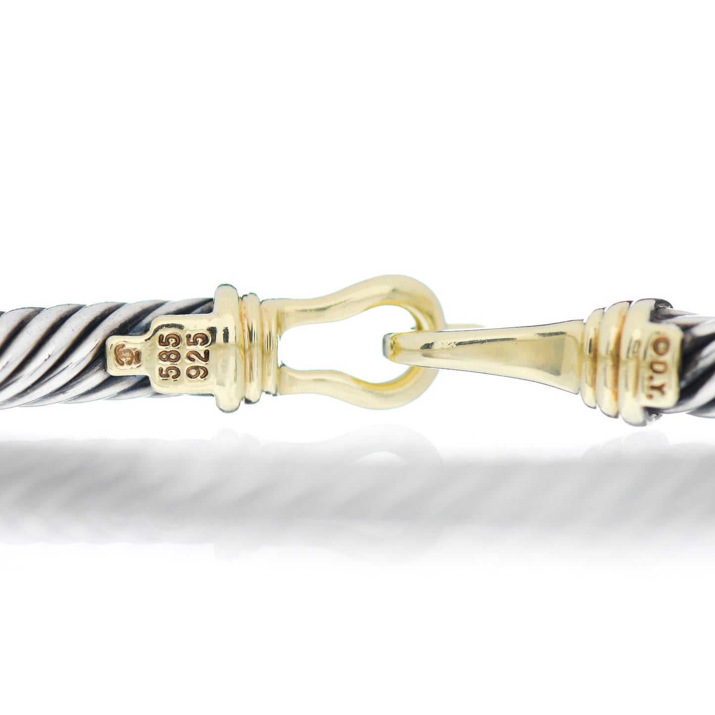 Sterling Silver 14K Yellow Gold 5mm Cable Classic Buckle Bracelet