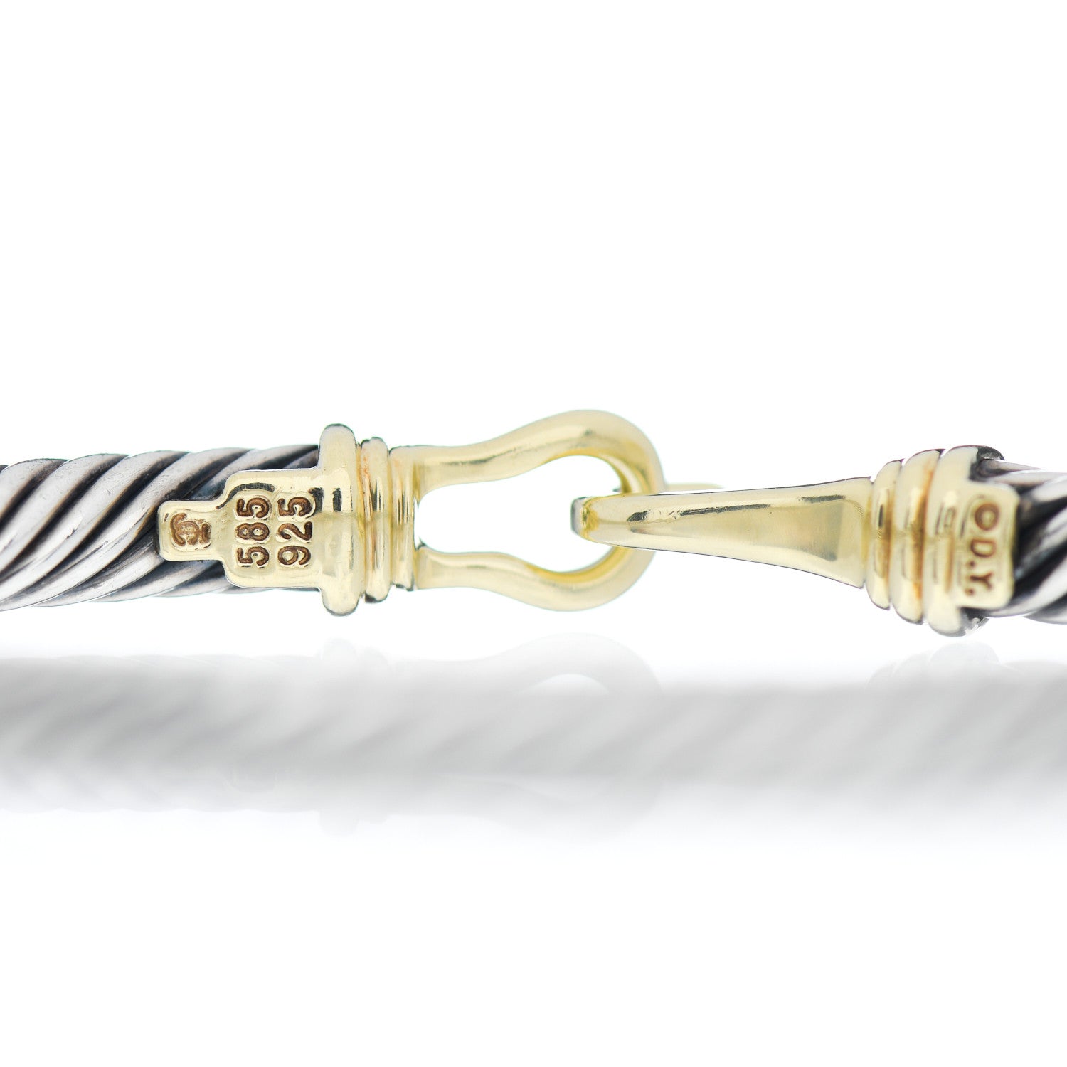 David Yurman Sterling Silver 14K Yellow Gold 5mm Cable Classic Buckle Bracelet 4 of 4