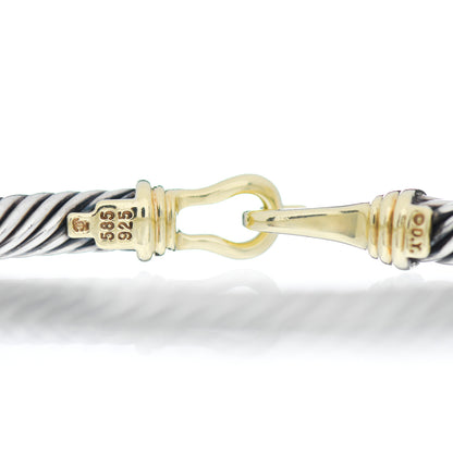 David Yurman Sterling Silver 14K Yellow Gold 5mm Cable Classic Buckle Bracelet 4 of 4