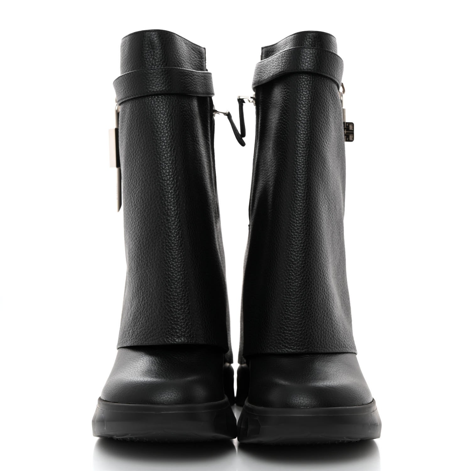 Givenchy Grained Calfskin Shark Lock Biker Ankle Boots 41 Black 2 of 7