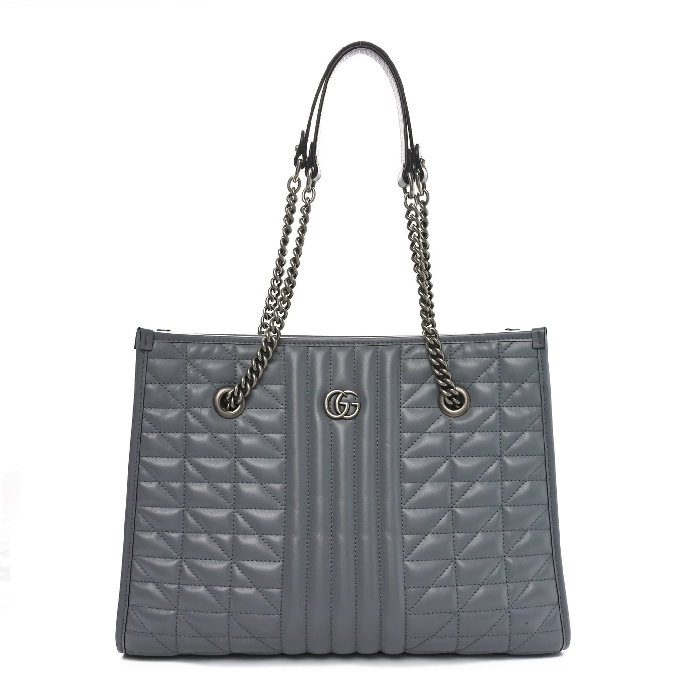 Calfskin Matelasse Aria Medium GG Marmont Shoulder Tote Deep Grey