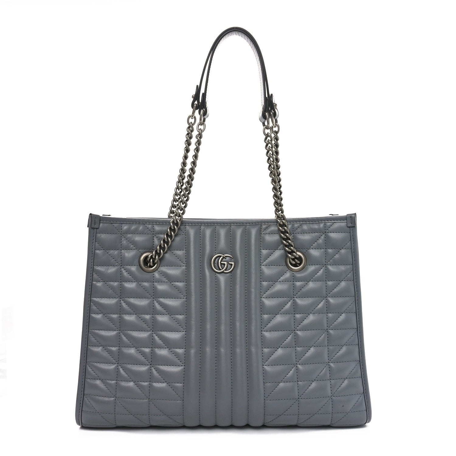 Gucci Calfskin Matelasse Aria Medium GG Marmont Shoulder Tote Deep Grey 1 of 11