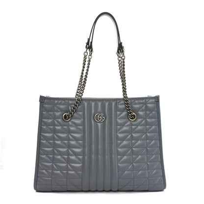 Gucci Calfskin Matelasse Aria Medium GG Marmont Shoulder Tote Deep Grey 1 of 11