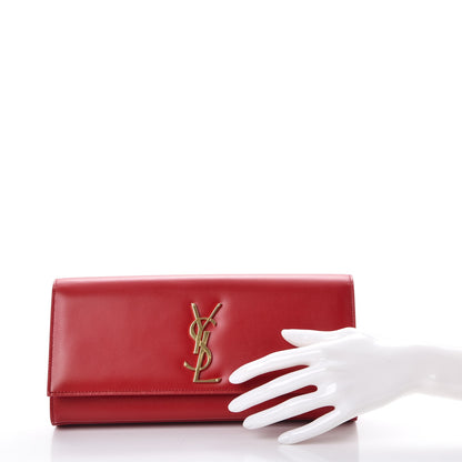 Saint Laurent Calfskin Monogram Cassandre Clutch Rouge Orient 2 of 7