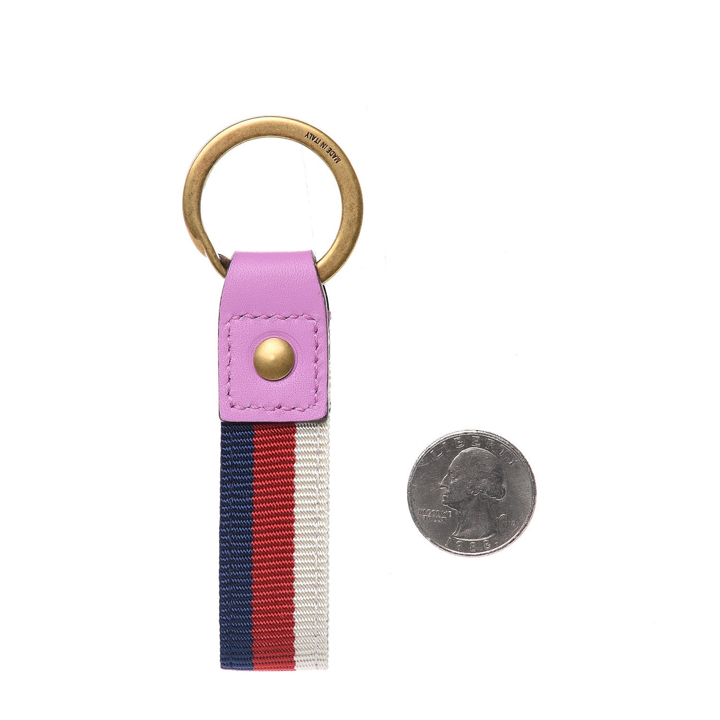 Web Nylon Pearl Heart Key Ring Candy Mousse Navy