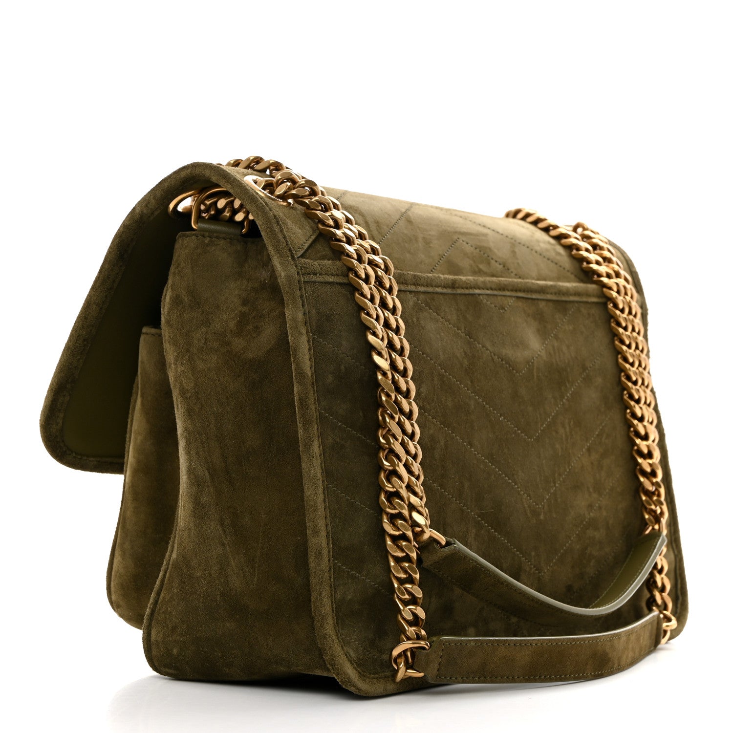 Saint Laurent Suede Monogram Medium Niki Chain Satchel Loden Green 2 of 11